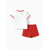 PATPAT PAW Patrol Toddler Girls/Boys 2pcs Character Rainbow Print T-shirt with Shorts Sporty Set Red